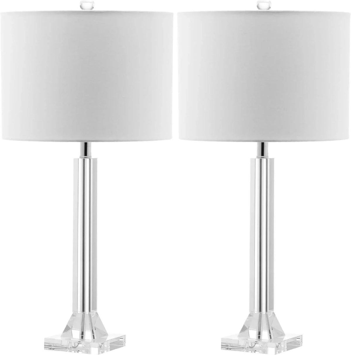 27" Modern Crystal Table Lamp 2-Pack with Linen Shade for Bedroom Living Room Home Office Desk Nightstand with LED Bulb Suitable for Living Room, Dormitory, Office,