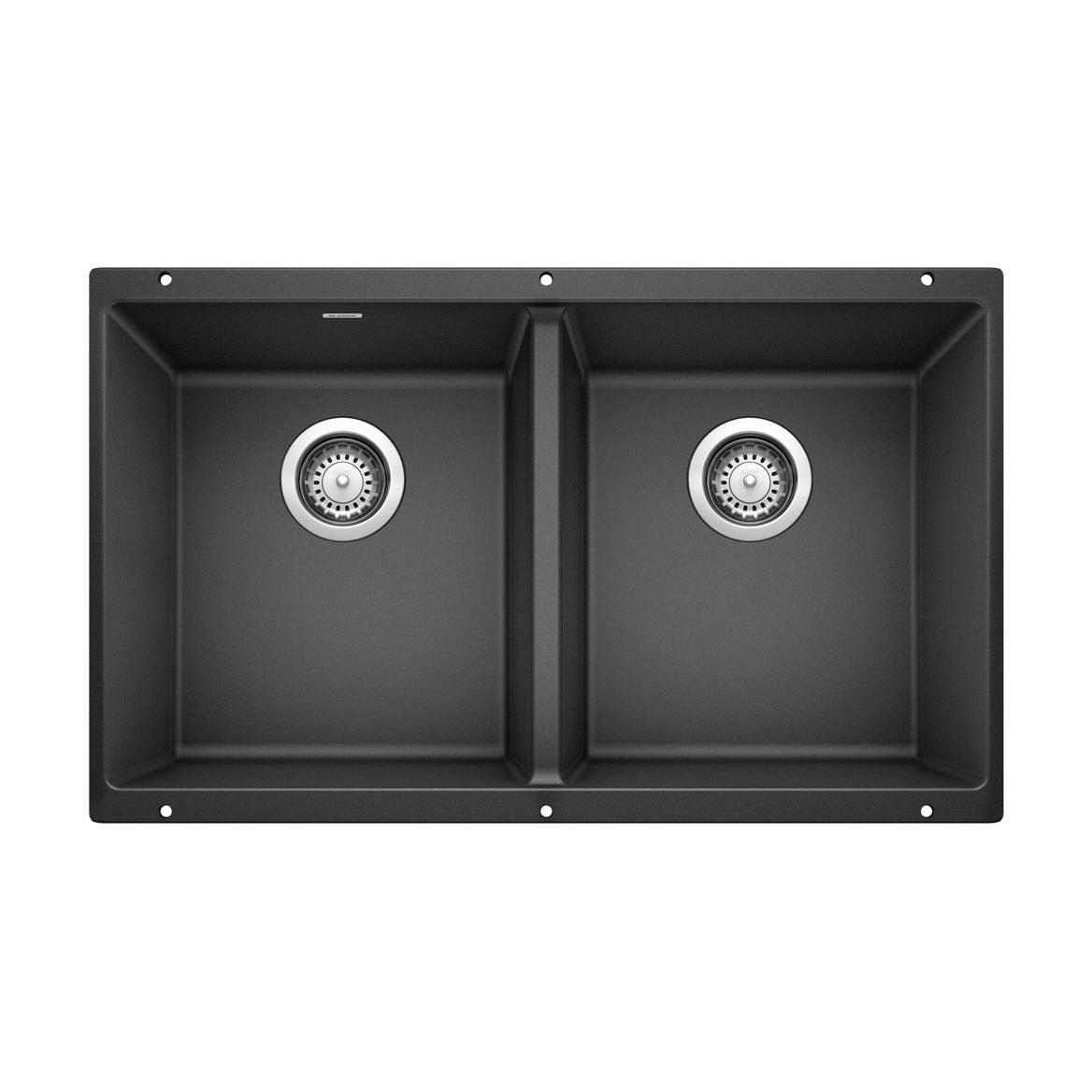 Blanco Precis SILGRANIT 29-in 50/50 Double Bowl Undermount Kitchen Sink, Anthracite