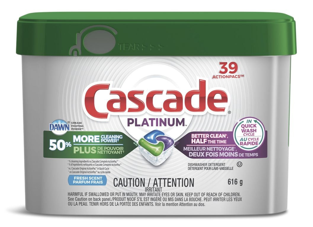 Cascade Platinum Dishwasher Detergent Pods, Fresh, 39-pk