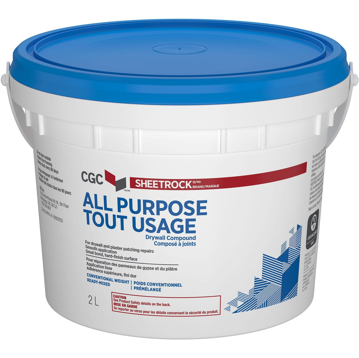 CGC Sheetrock Ready-Mixed Drywall Wallboard Compound, 2-L Pail