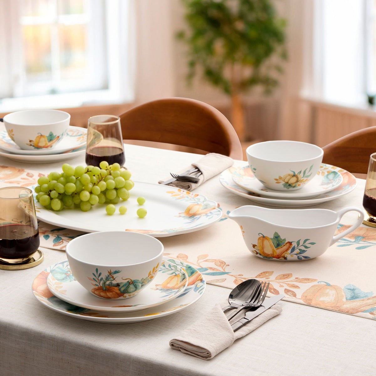 Core Home Lightweight Stoneware Harvest Dinnerware Set, Serves 4, 12-pc