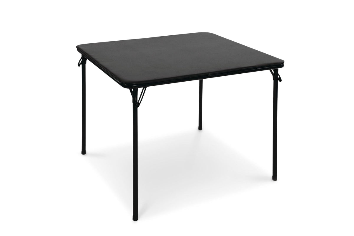 For Living 34-in x 34-in Portable Vinyl Top Metal Folding Card Game/Activity Table, Black