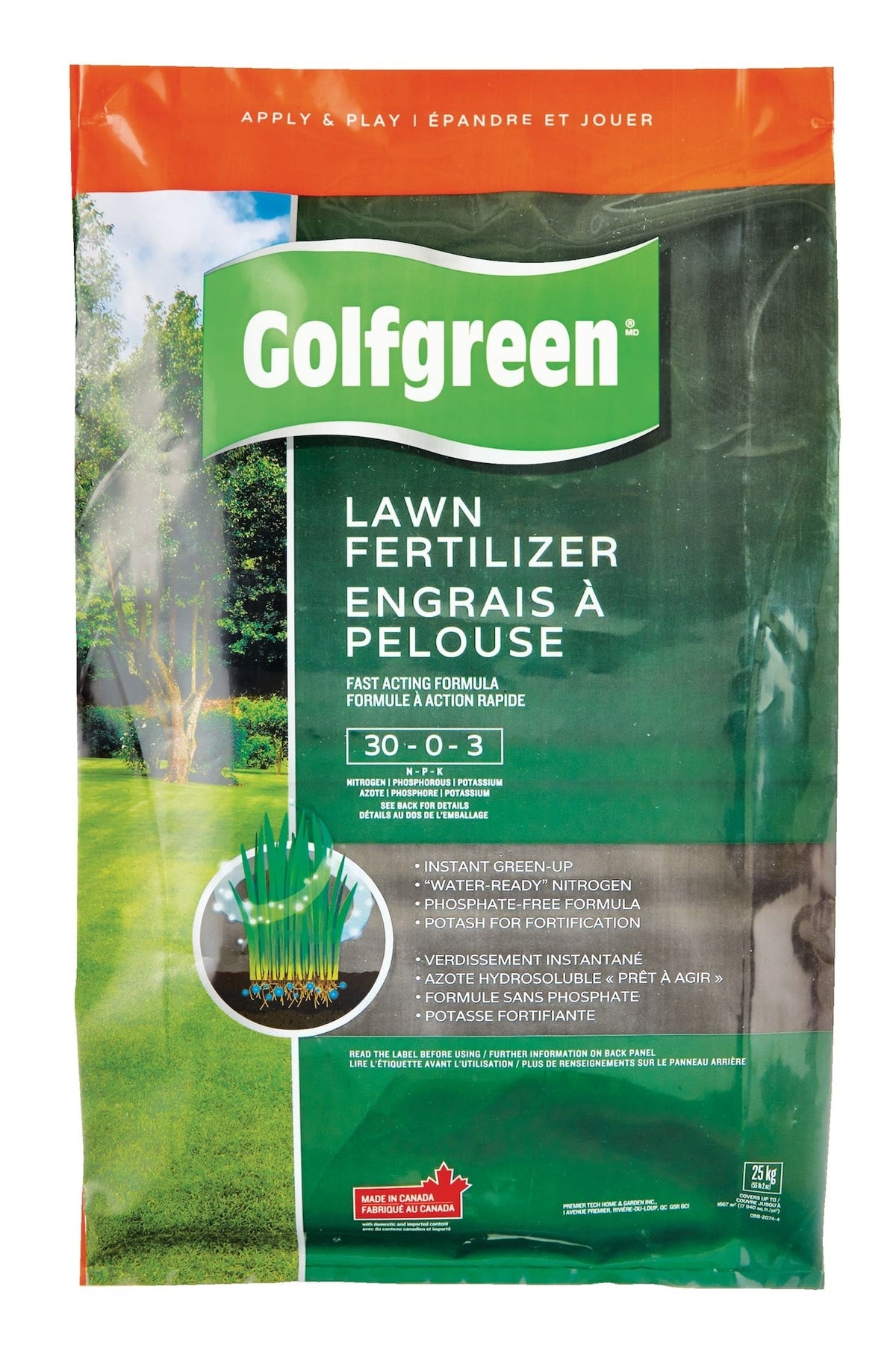 Golfgreen Lawn Fertilizer, 30-0-3, 25-kg