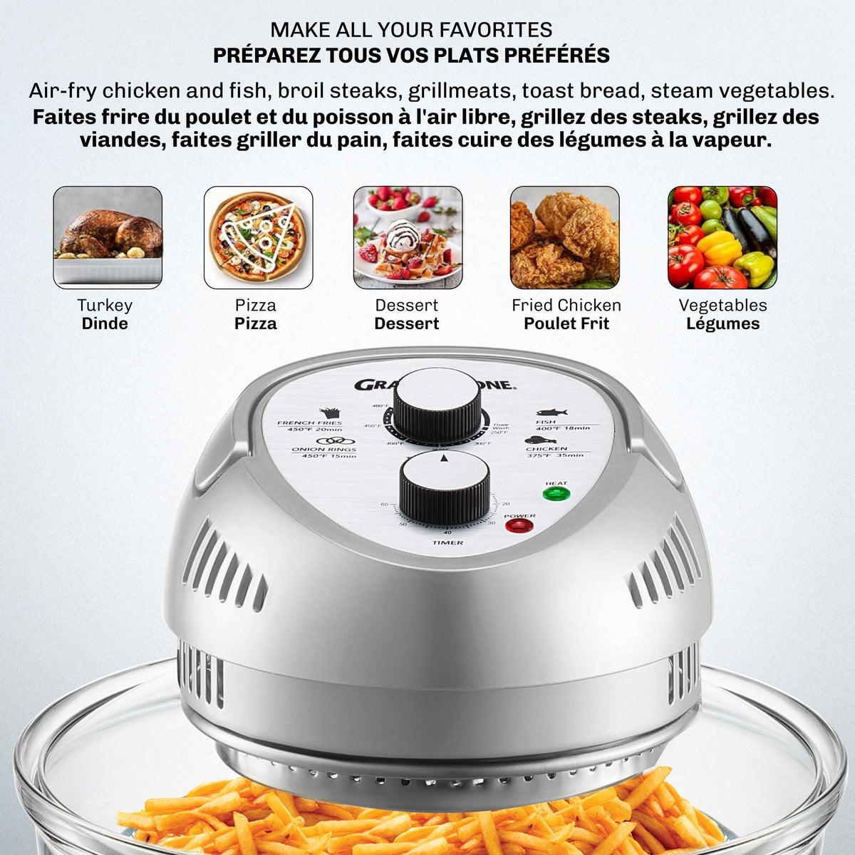 Granitestone Glass Air Fryer, Silver