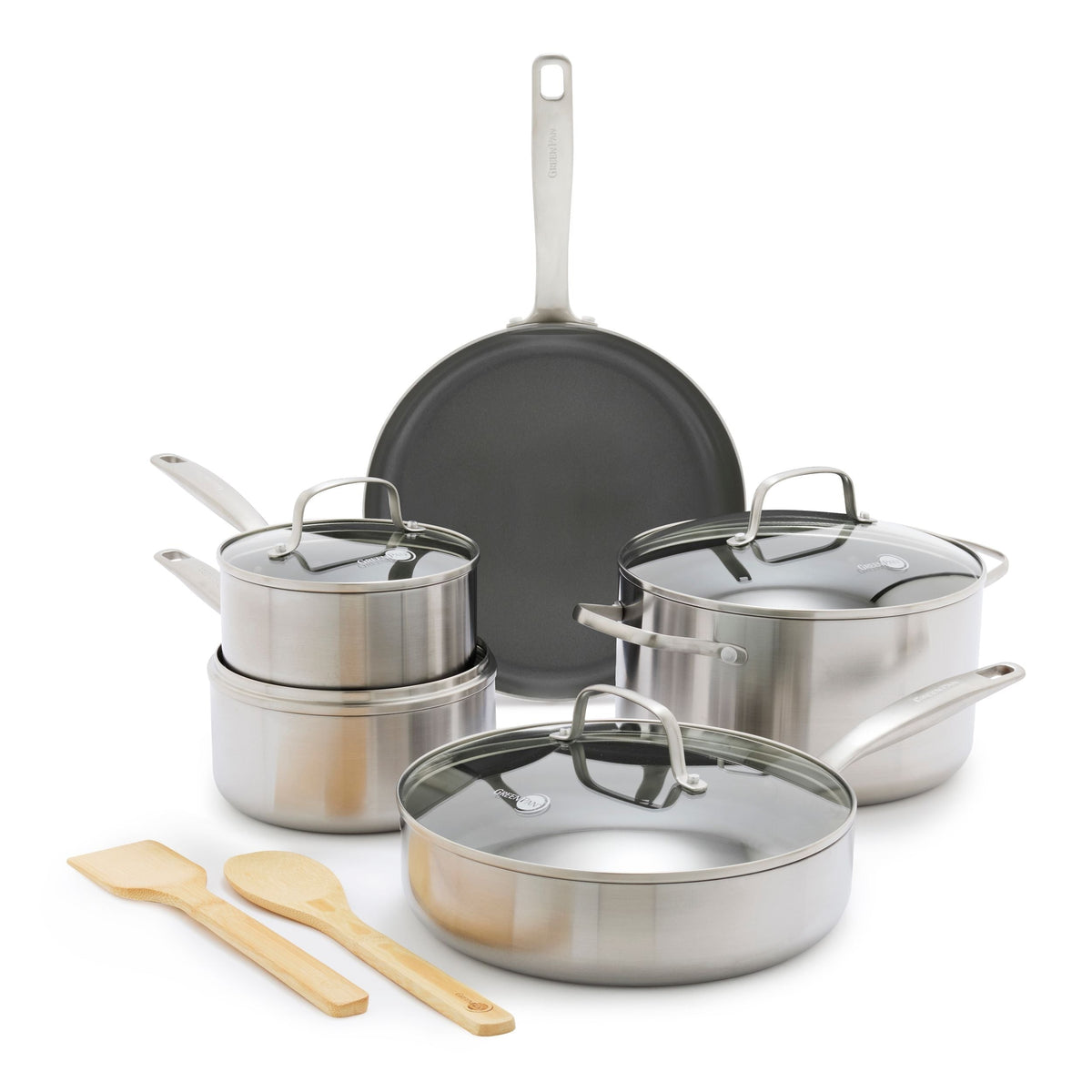 GreenPan Chatham Stainless Steel Ceramic Cookware Set, 11-pc