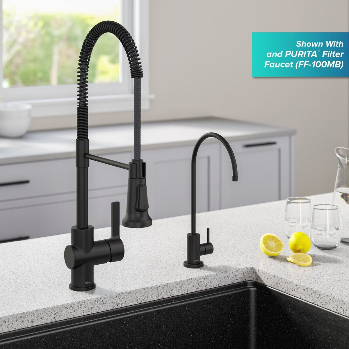 Kraus Britt Commercial Style Pull-Down Single Handle Kitchen Faucet, Matte Black