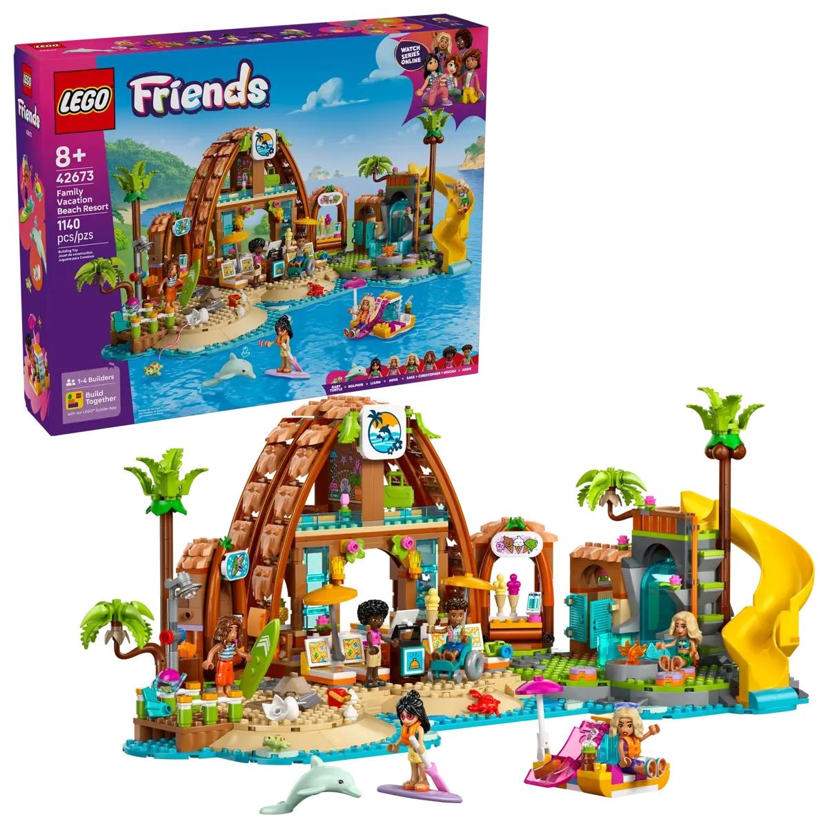 LEGO Friends 42673 Family Vacation Beach Resort for Ages 8+, 1140-pc