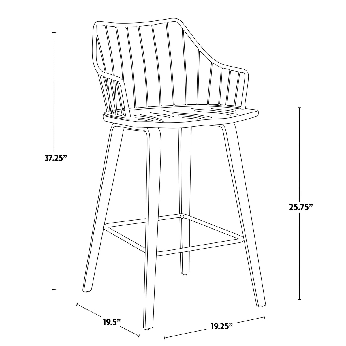 Lumisource Winston Fixed-Height Counter Stool, Wood, 26-in