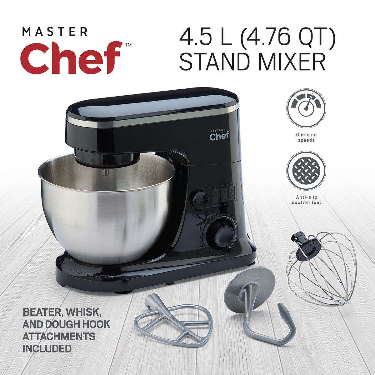 MasterChef Multi-Function Stand Mixer, 6-Speed, Black