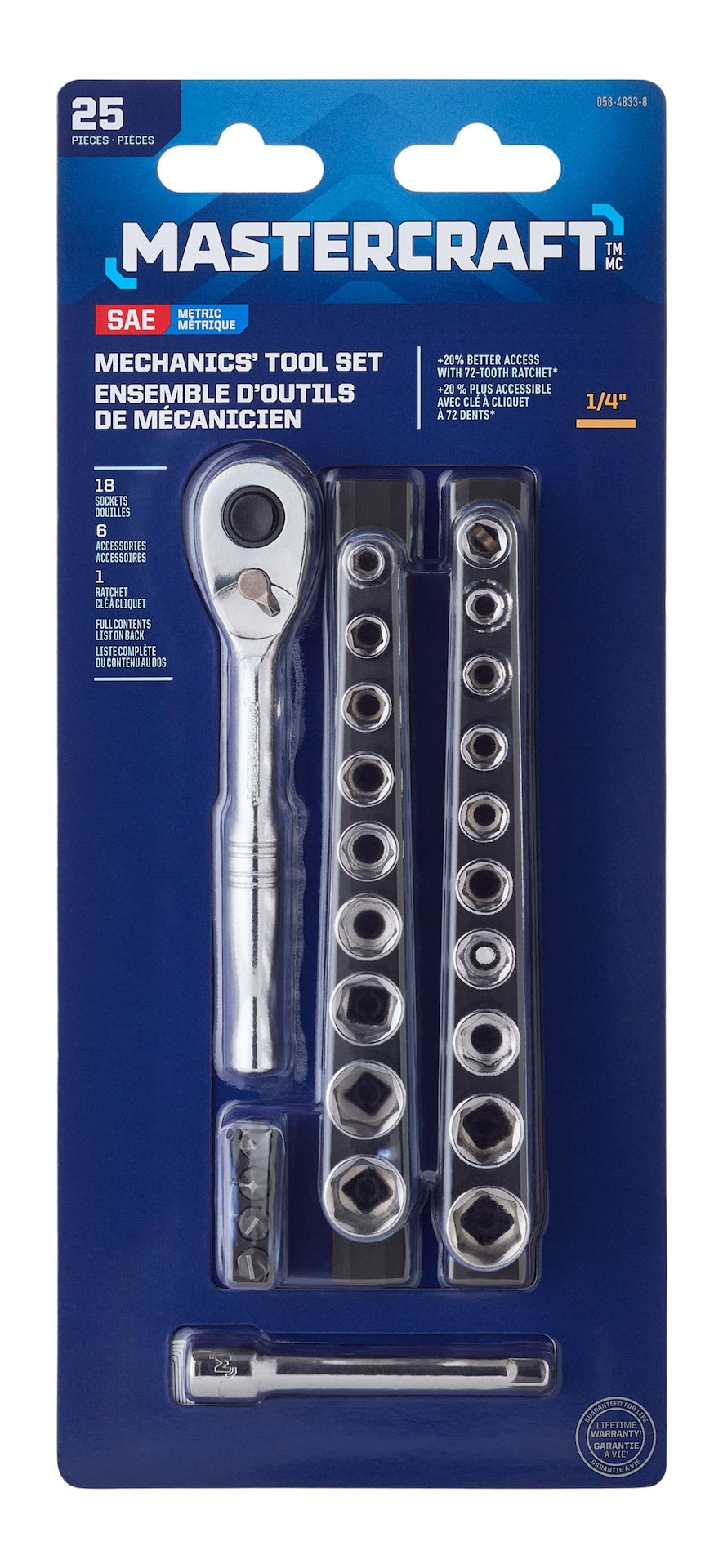 Mastercraft 25 Piece 1/4" Drive Socket Set