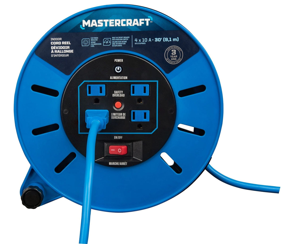 Mastercraft 30-ft 10A Retractable Extension Cord Reel