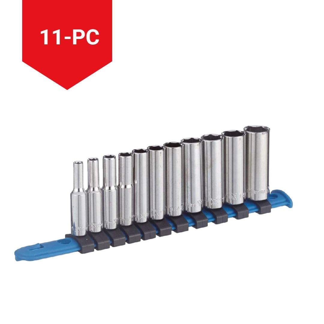 MAXIMUM 1/4-in Drive Deep Socket Set 11-pc, CRV, Nickel-Chrome Plating