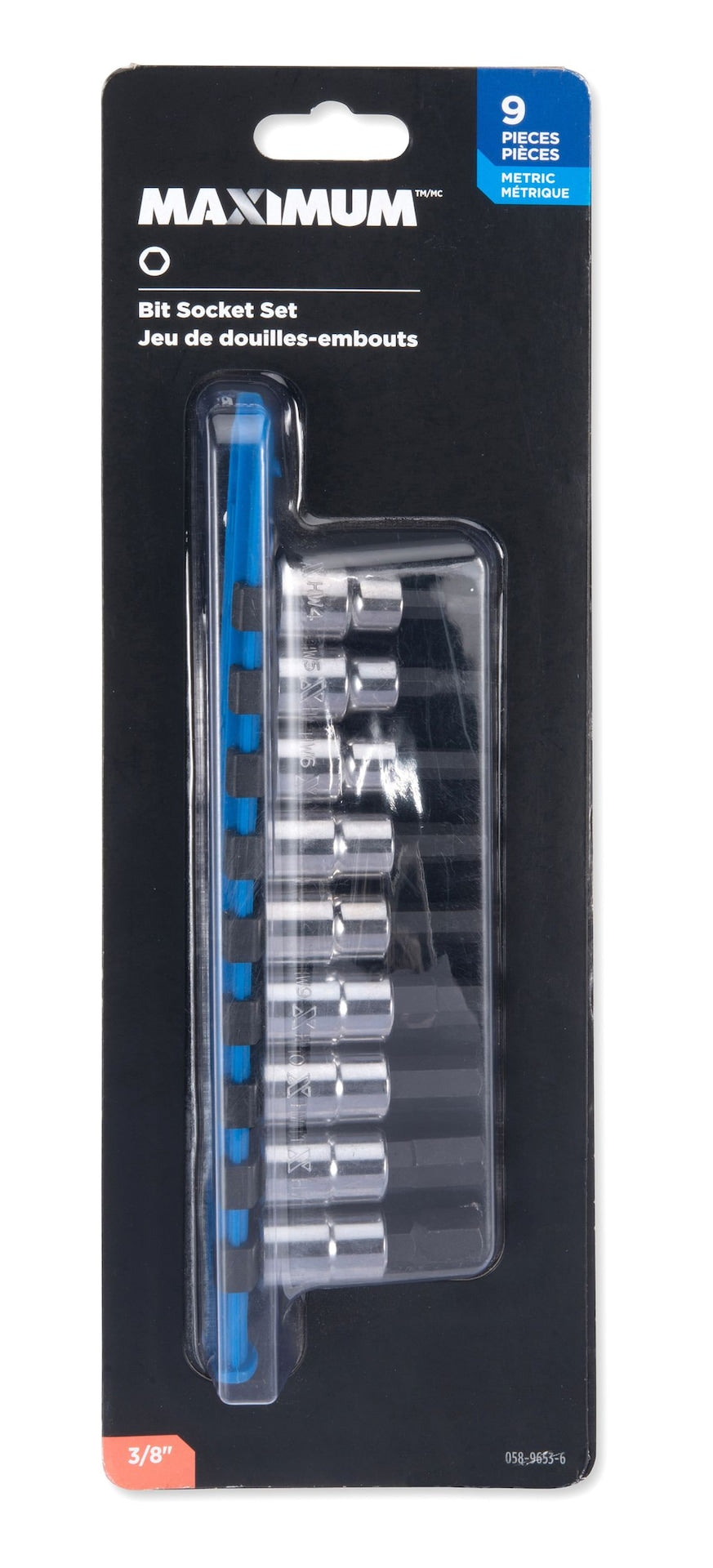 MAXIMUM 3/8-in Drive Hex Bit Socket Set, Chrome-Plated, 9-pc, Metric
