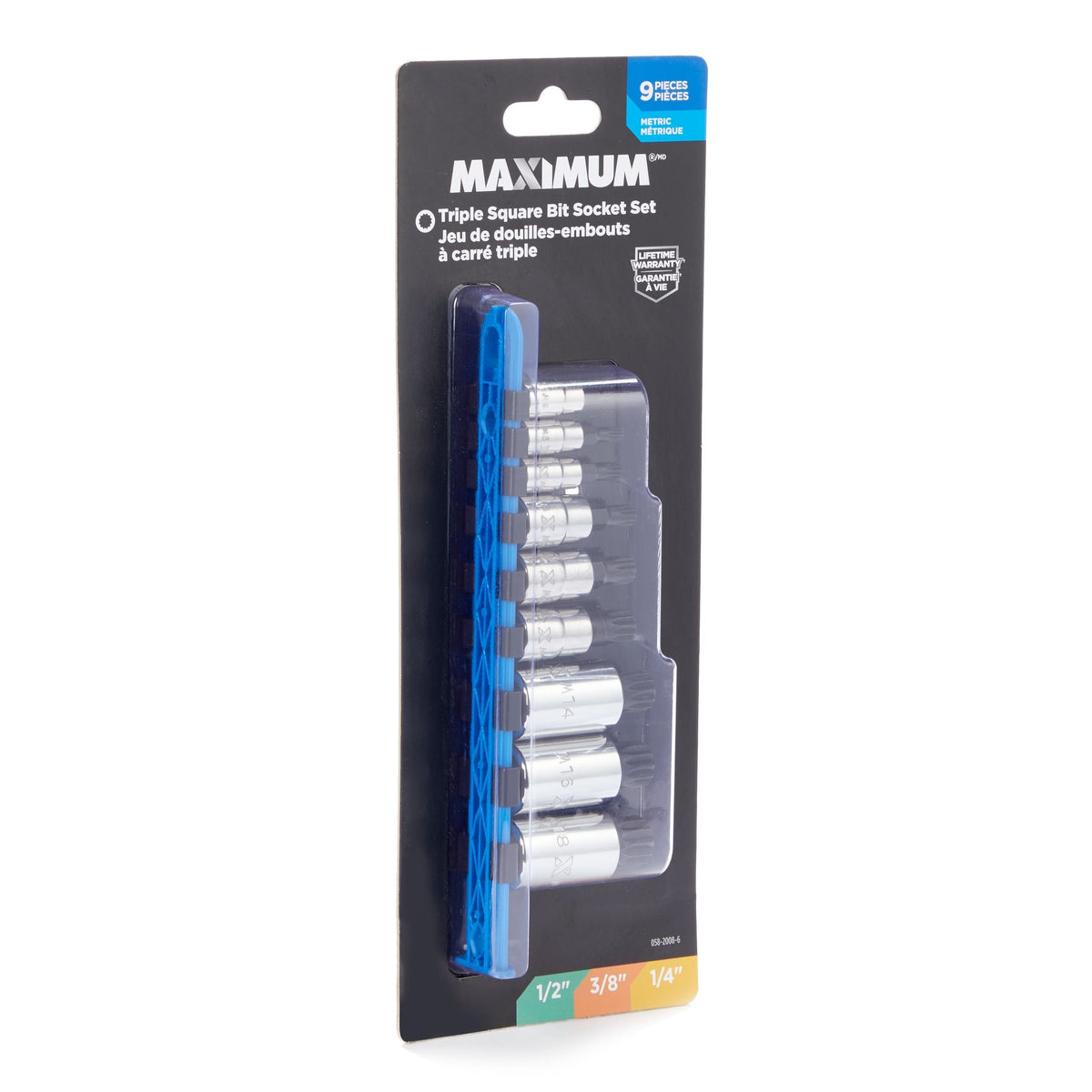MAXIMUM Triple Square Socket Set, Polished Nickel Plating, 9-pc