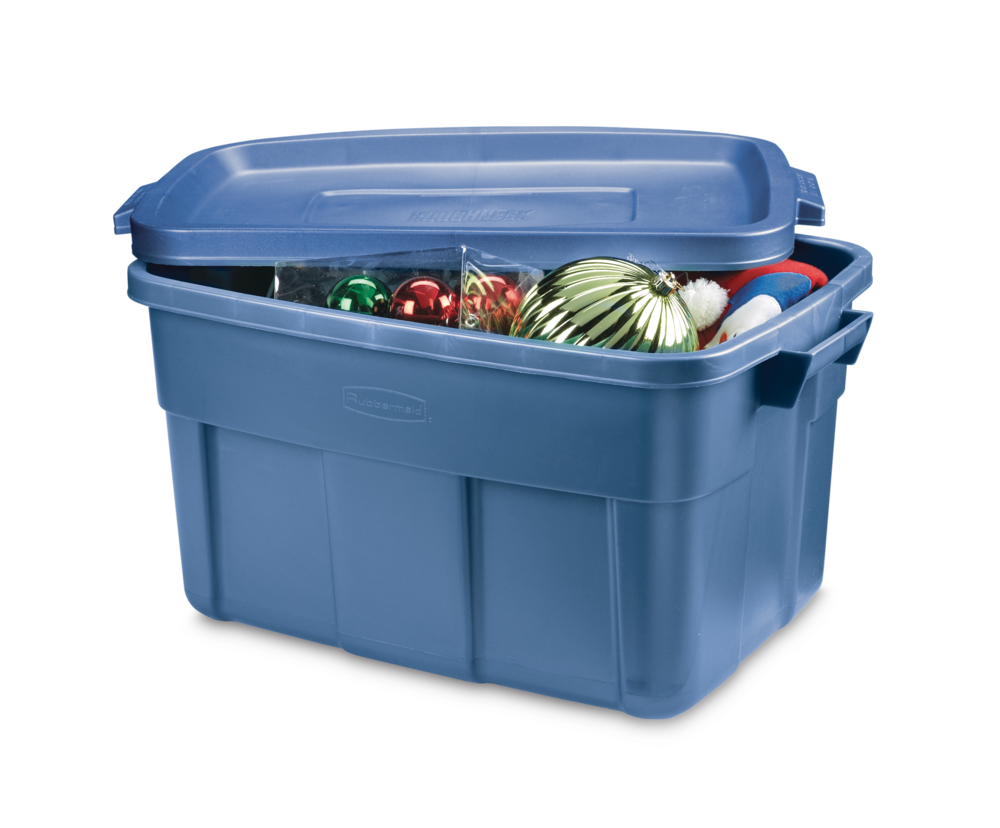 Rubbermaid Roughneck Stackable Storage Box with Lid, 53-L, Blue