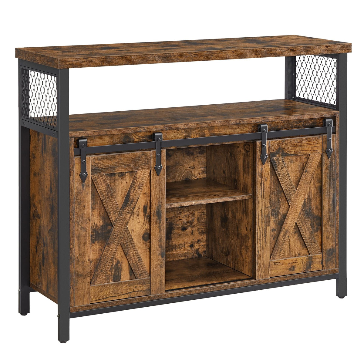 Songmics Home Brown Buff Sideboard Storage with Sliding Doors