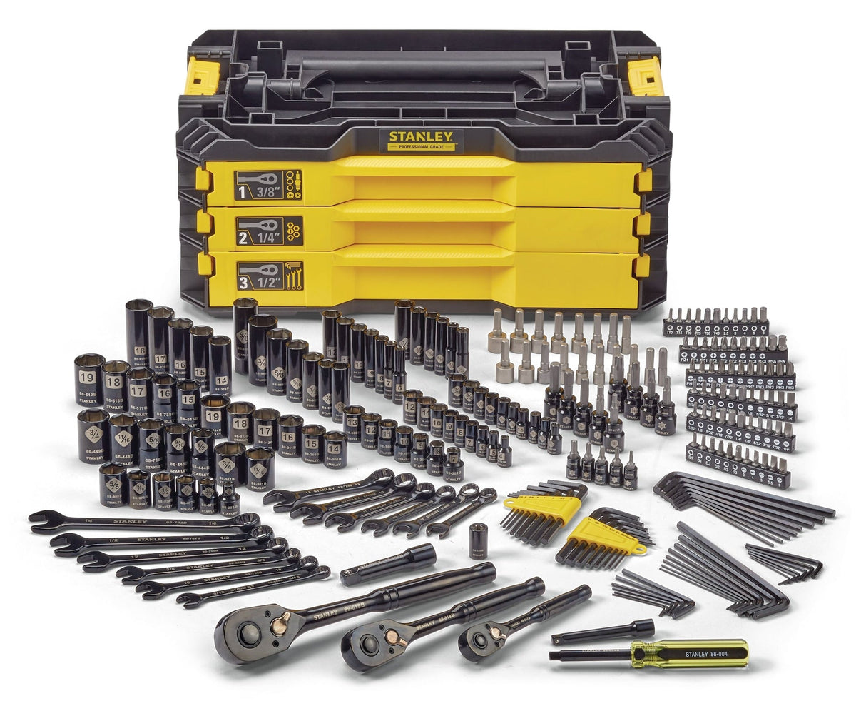 Stanley Professional Grade Black Chrome Socket Set, SAE/Metric, 236-pc