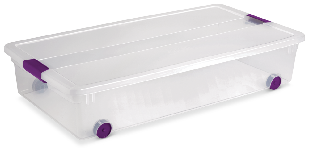 Sterilite ClearView Latch Wheeled Underbed Storage Box, 57-L
