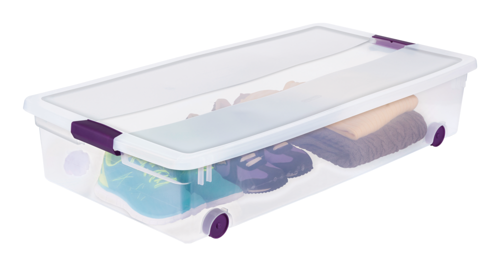 Sterilite ClearView Latch Wheeled Underbed Storage Box, 57-L