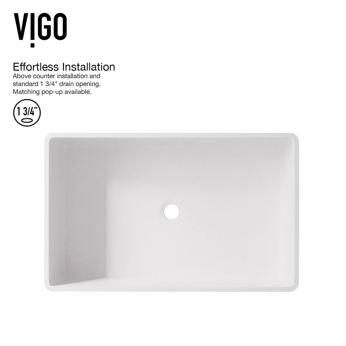 VIGO Magnolia MatteStone White Bathroom Sink/Basin Set with Matte Gold Duris Faucet and Rectangular Composite Vessel