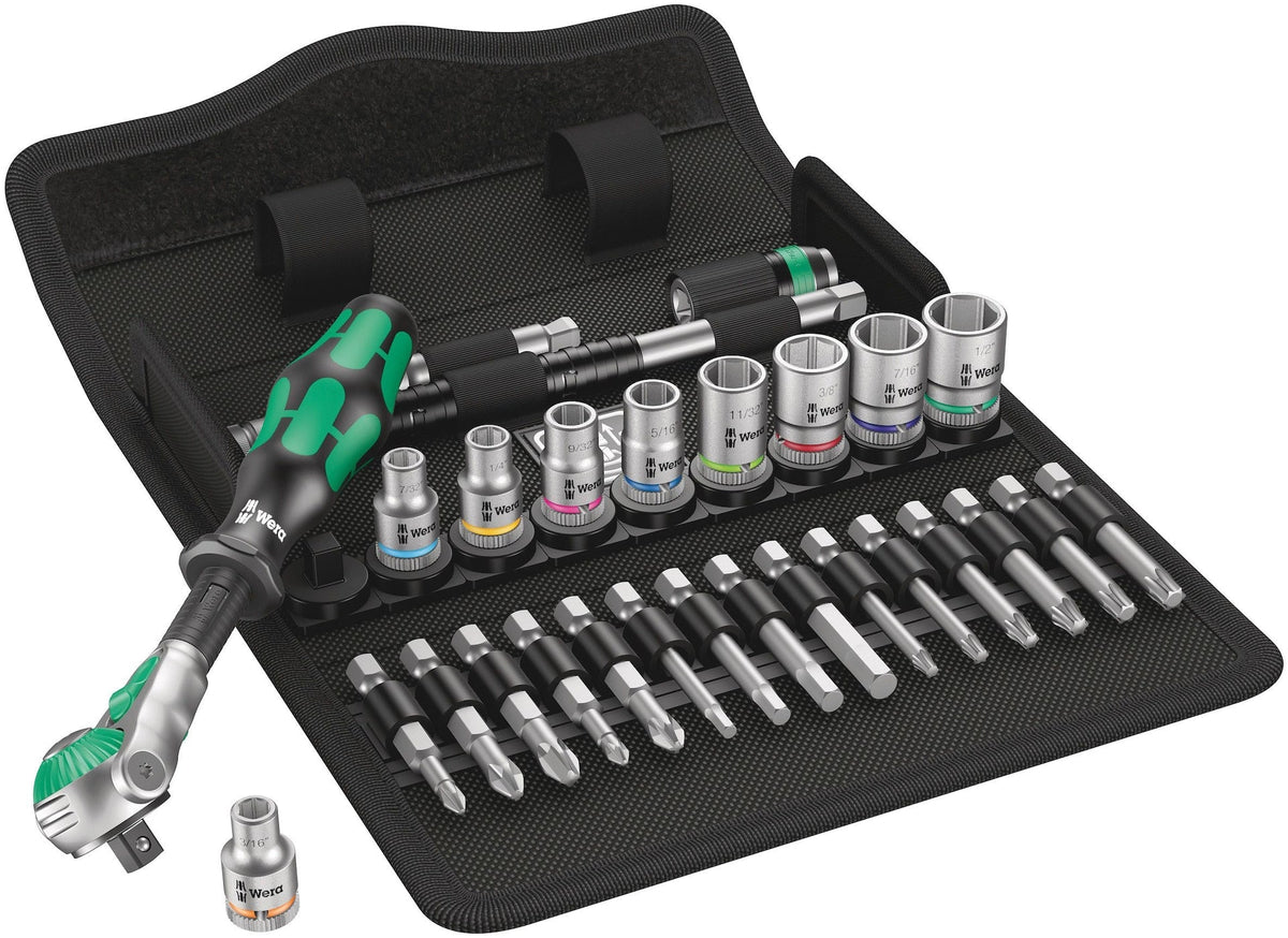 Wera 1/4-in Drive Socket Set, SAE, 28-pc