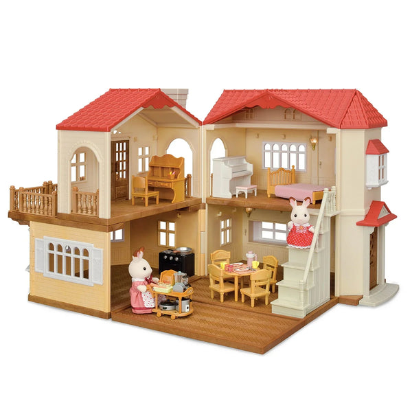 Calico Critters Red Roof Country Home, Dollhouse Playset with Figures, Furniture and Accessories L6