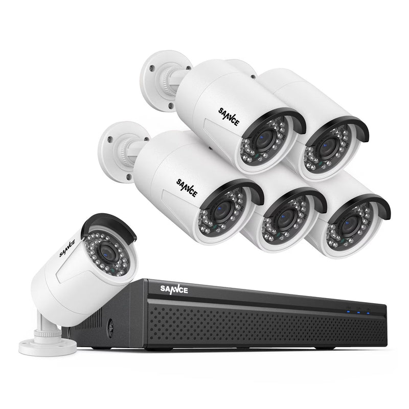 SANNCE 8CH 5MP Poe Home Security Camera System,2MP 8CH Poe NVR, 6pcs 1080P Outdoor Poe Cameras,No Hard Drive X3