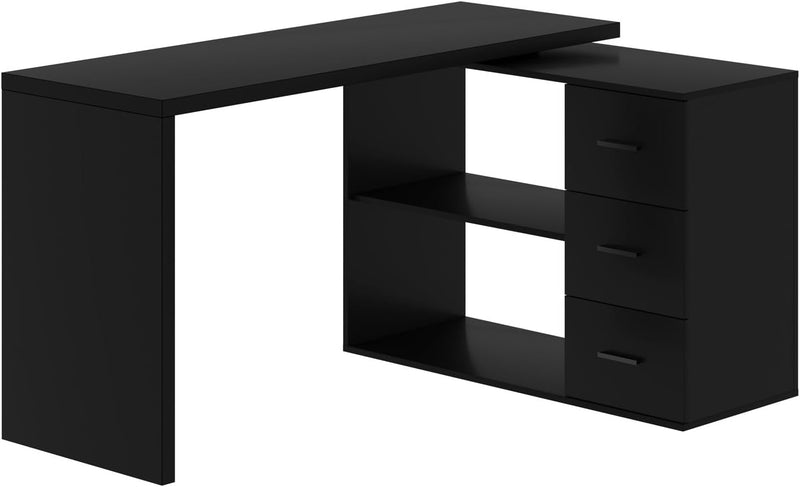 L Shaped Desk with Drawers Shelves, Corner Home Office Desk with Storage Cabinet, Large Wood Computer Desk for PC Executive Work Writing Study, Modern Living Room Bedroom Table,White Oak,60 in A5