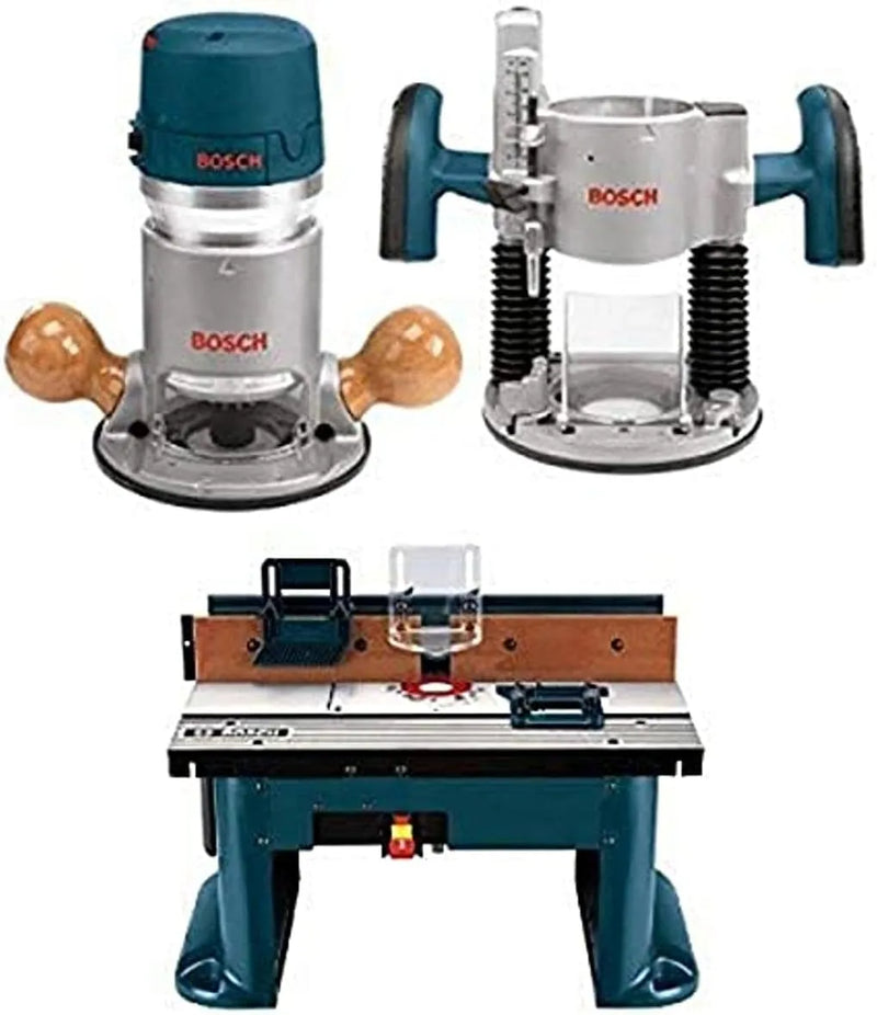 BOSCH 1617EVSPK Wood 12 Amp Router Tool Combo Kit - 2.25 Horsepower Plunge Router & Fixed Base with a Variable Speed K6