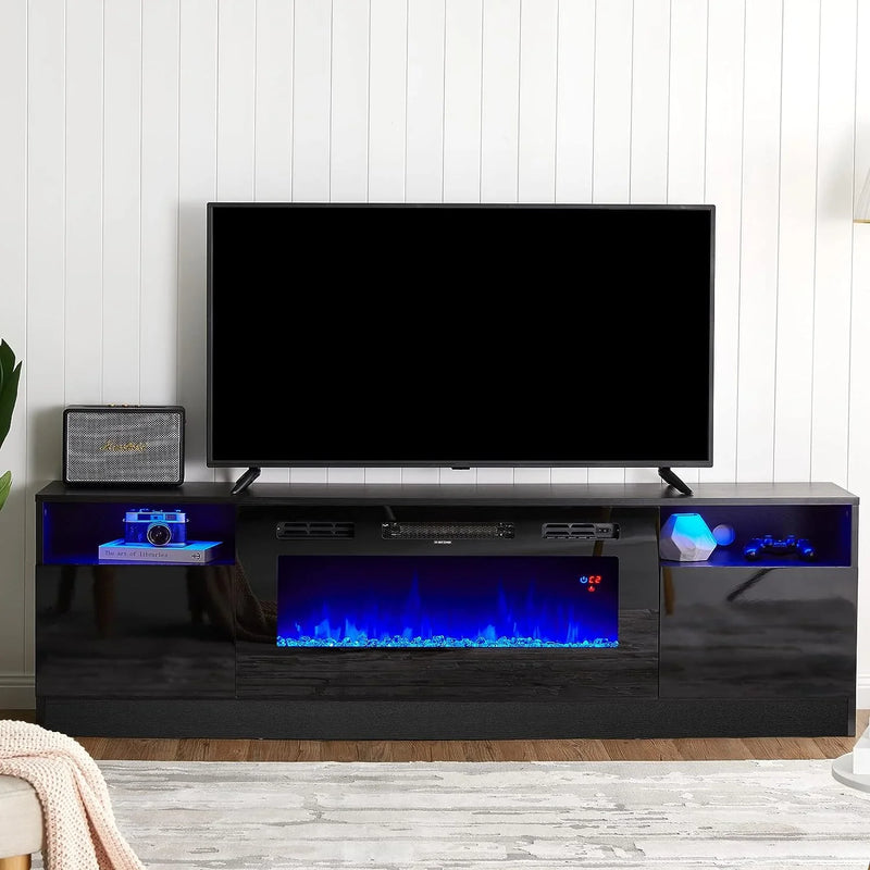 Fireplace TV Stand with 36" Electric Fireplace, LED Light Entertainment Center J1