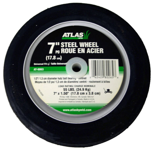 Atlas Steel Lawn Mower Wheel with Ball Bearings, 7-in x 1.5-in Z2