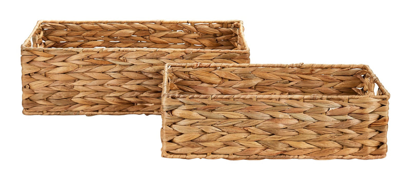 Canvas Ari Rectangle Woven Water Hyacinth Storage Basket, 2-pc W0