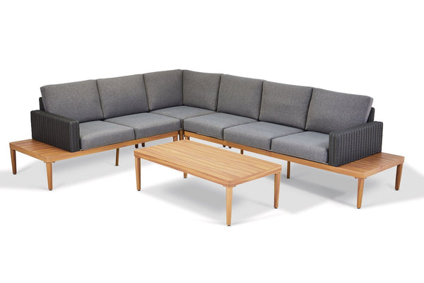 CANVAS Edenvale Aluminum Frame & Wicker Faux Wood Finish Outdoor/Patio Sectional Set, 4-pc C1