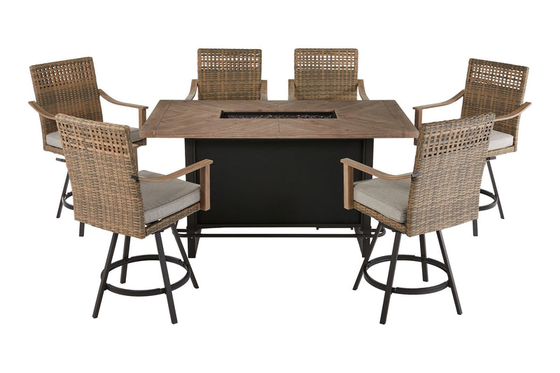 CANVAS Granville Fire Outdoor Dining Set with Water/Stain/Fade-Resistant Cushions, 7-pc N2