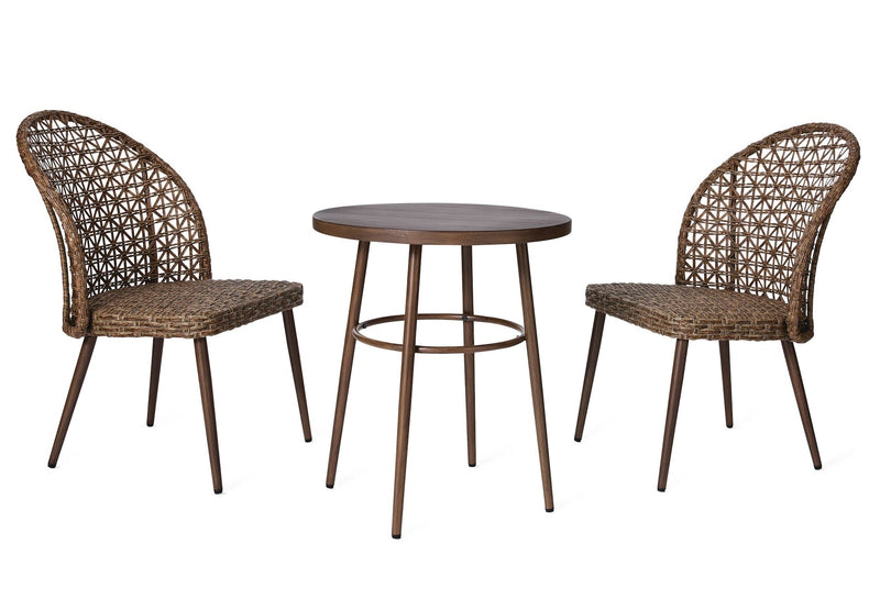 CANVAS Grayling Wicker Outdoor Patio Chat Set with Padded Cushions, Brown, 3-pc D9