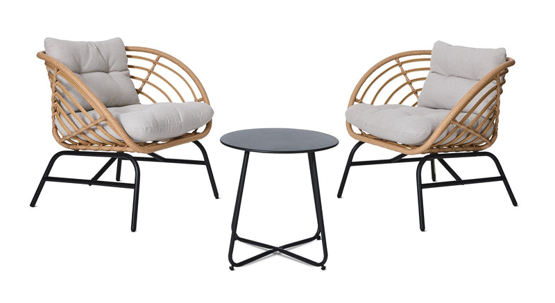 CANVAS Leslieville Outdoor Patio Chat Set with Tufted Cushions, Brown, 3-pc Y9