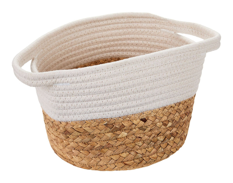 Canvas Molly Woven Cotton Rope Two-Toned Storage Basket I4