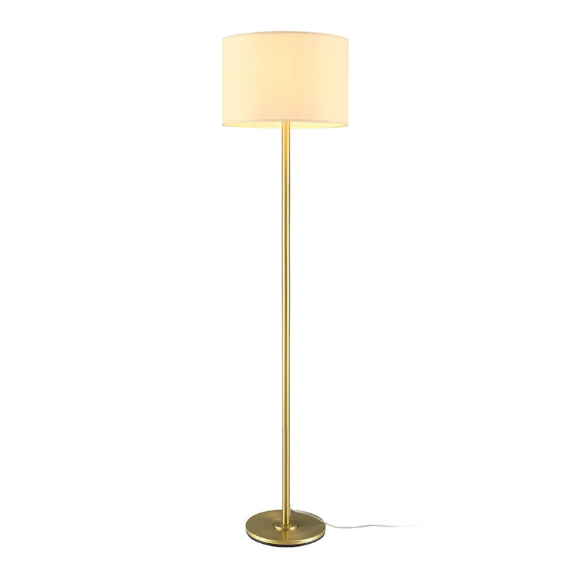 CANVAS White Drum Shade Floor Lamp, 16-in, Metallic Gold/Matte Brass G2