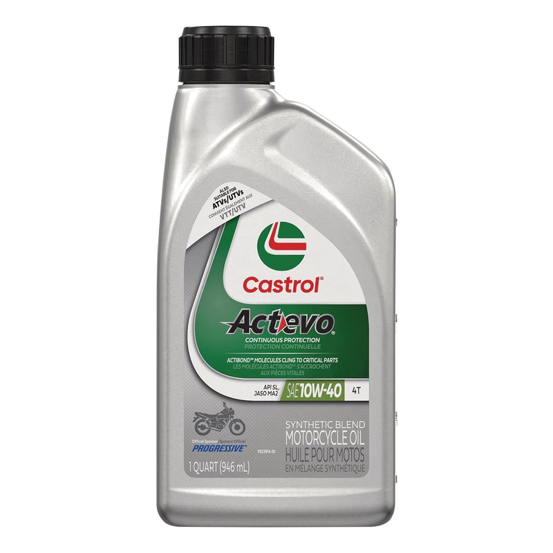 Castrol Actevo Motorcycle Oil 4T 10W40, 946-mL X6