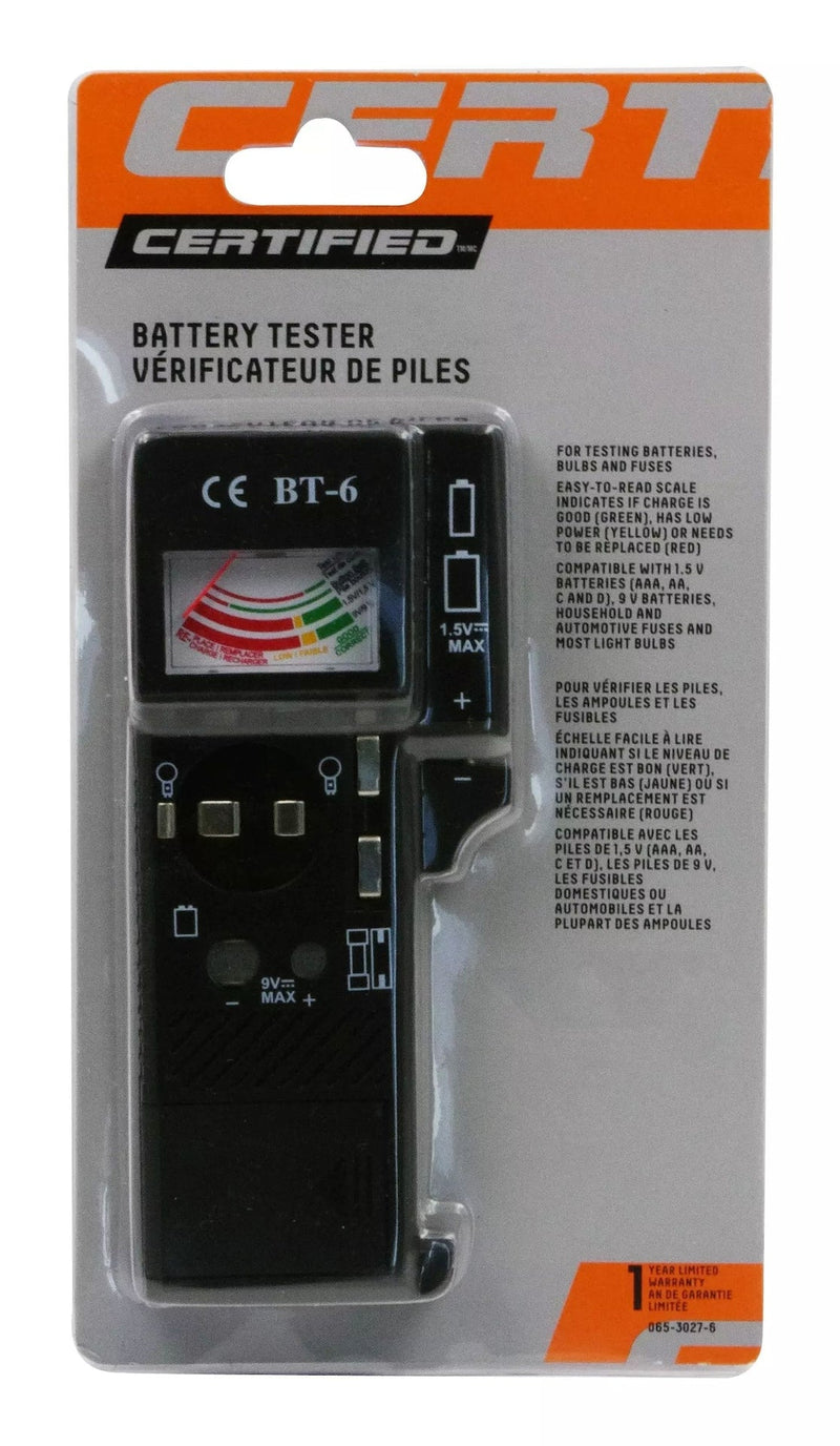 Certified Universal Battery Tester / Checker, AAA, AA, C, D, 9V Y3