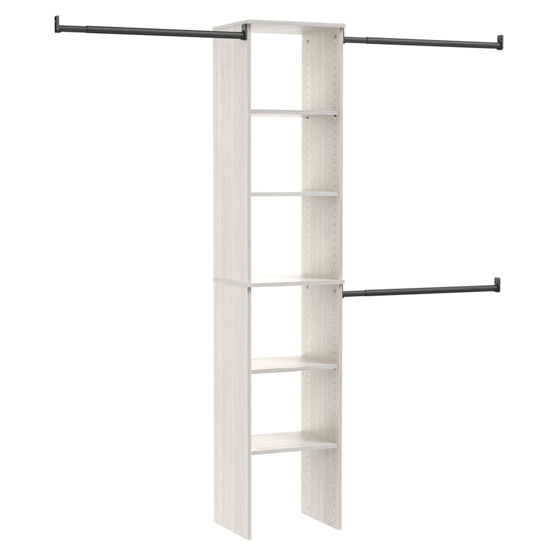 ClosetMaid Suite Symphony Laminate Wood Tower Starter Kit with Rods, White Timber, 16-in A2