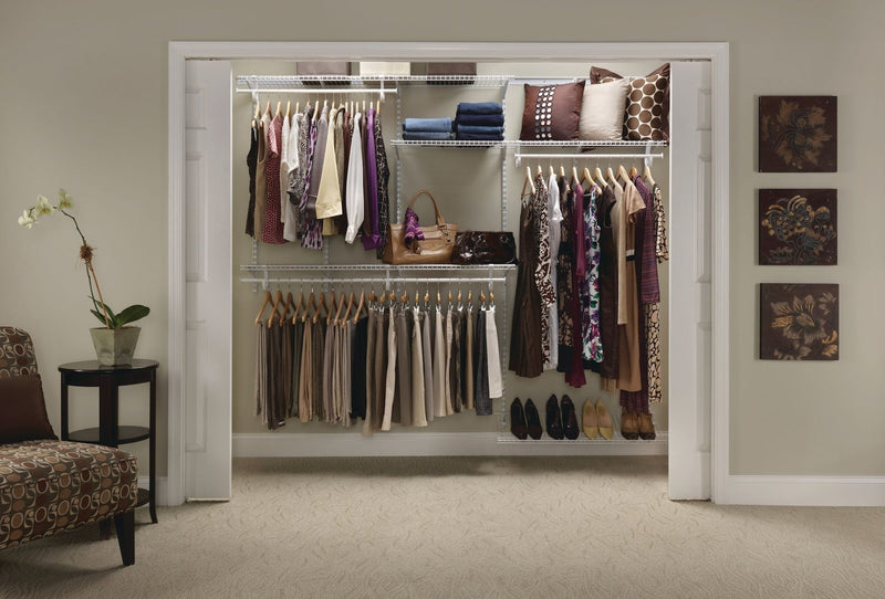 ClosetMaid Wire Shelf Track Closet Organizer Kit, White, 5 x 8-ft N6