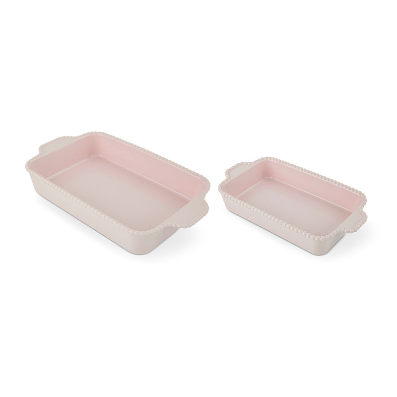 Core Kitchen Nested Bead Rectangular Bake Dish Set, Pink, 2-pc O6