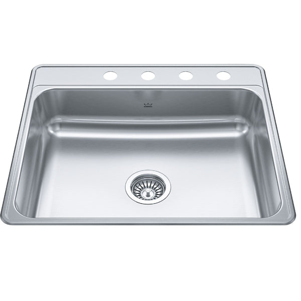 Creemore Drop-In Single 4-Hole Stainless Steel Sink, 22x25-in J0