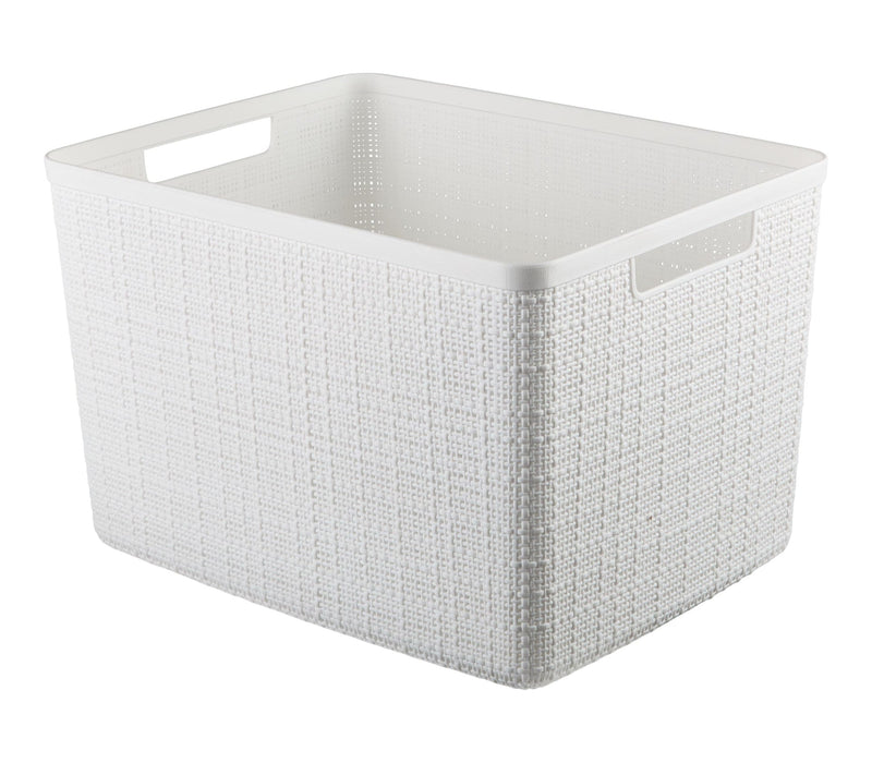 Curver Large Jute Weave Nesting Storage Basket, White H0