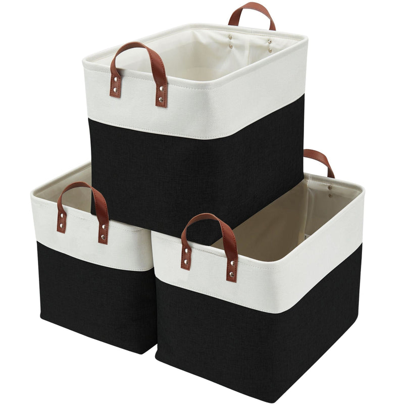 Decomomo Jumbo Foldable Storage Basket, 42-L, 3-pk, Black I1