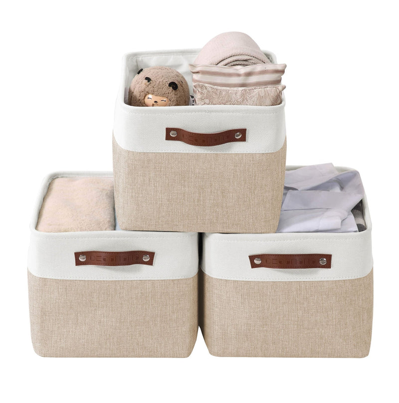 Decomomo Large Soft-Sided Foldable Storage Basket, 3-pk, Beige I7