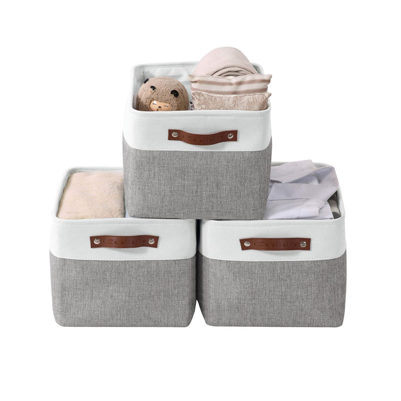 Decomomo Large Soft-Sided Foldable Storage Basket, 3-pk, White P8