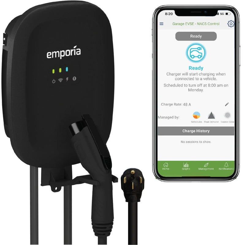 Emporia 40A Wi-Fi Level 2 NEMA 14-50 J1772 EV Charger J1
