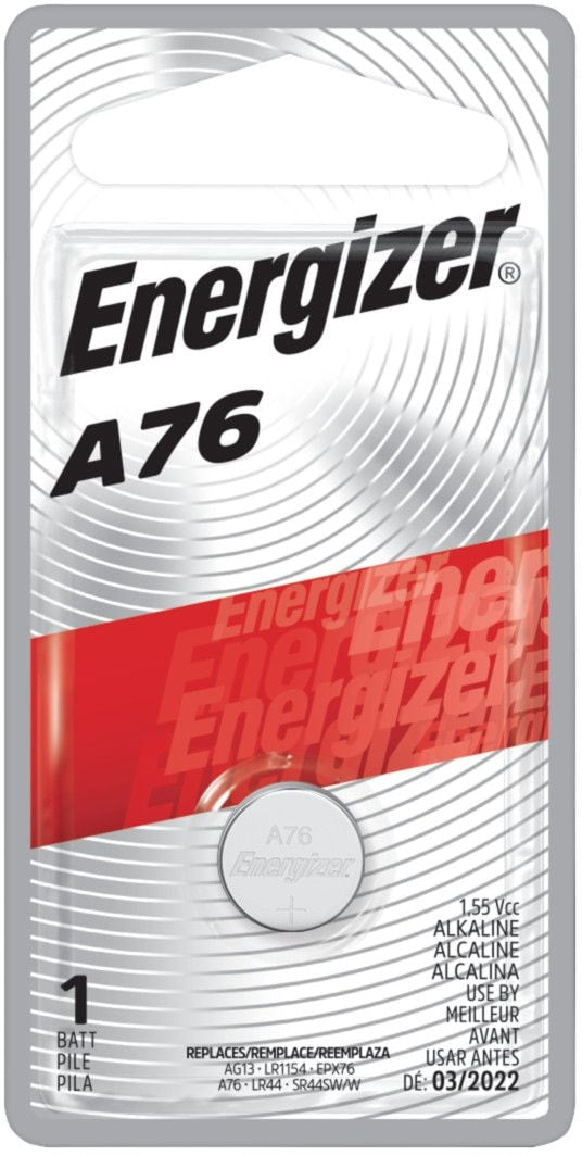Energizer 1-pk A76 LR44 1.5V / 1.5 Volt Alkaline Miniature Battery, Long Lasting G5